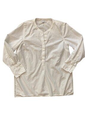 Women's OLD NAVY Crisp White Mandarin Collar Side Split Tunic Top Shirt Sz Large